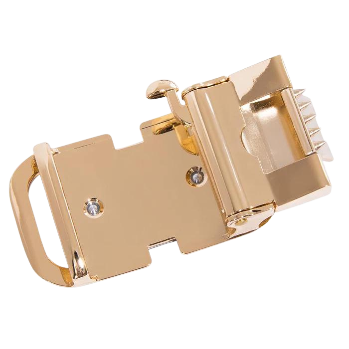Chaudhary Men's Belt 110cm-130cm Golden Metal Buckle White Leather Belt